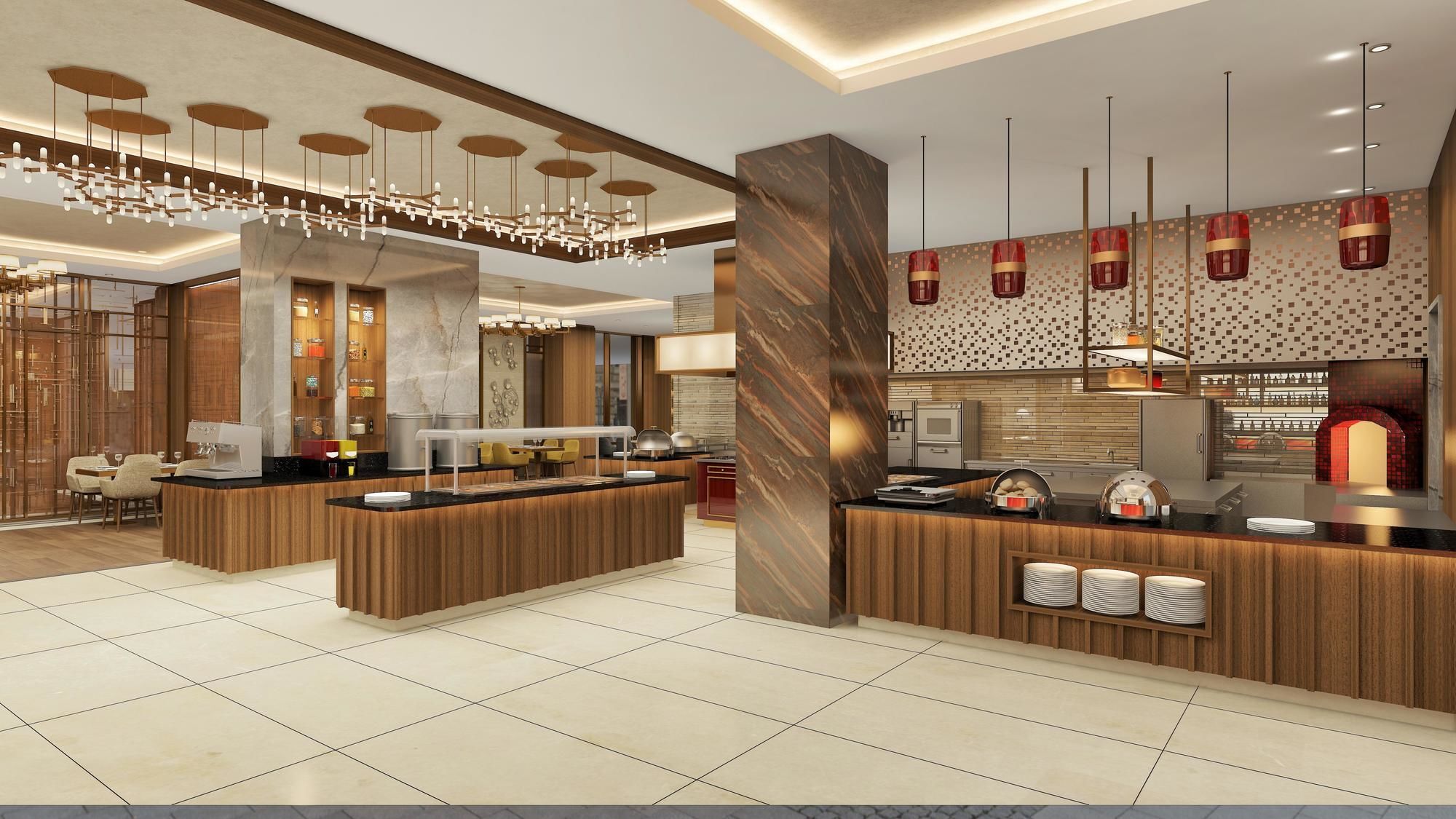 Doubletree By Hilton Skopje Exterior foto The interior of the restaurant